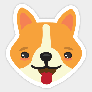 Cute Kawaii Corgi Puppy Dog Face Kid Design Sticker